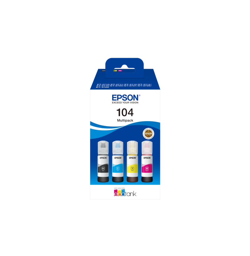MULTIPACK 104BK-C-M-Y ORIGINALE INCHIOSTRO C13T00P640 65mlX4